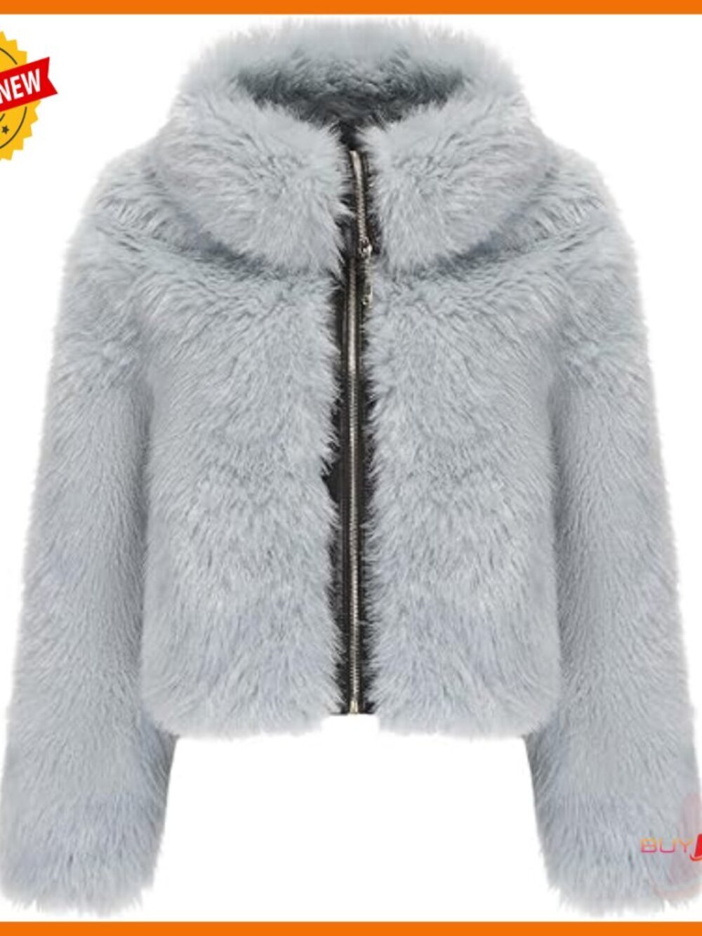 Short Faux Fur Jacket with Lapel Collar, Zip Up Cardigan Style Coat with Pockets